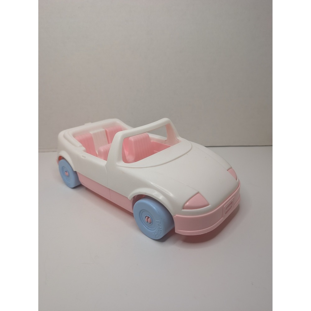 Vintage 1992 Playskool Pink White Convertible Car Toy with Trunk 11.5 Inch